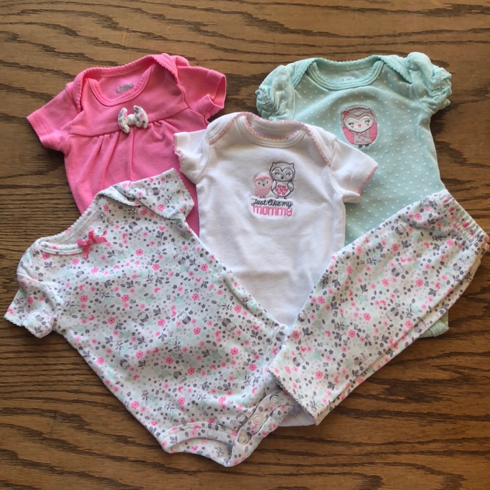 Child of Mine Newborn Onesie, 5 Piece Bundle